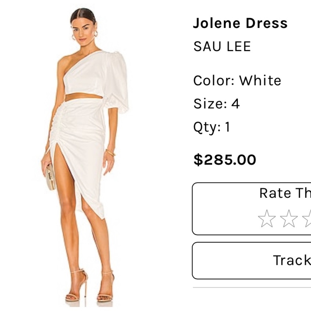 Sau Lee Jolene Dress - White One-Shoulder Cotton NWT